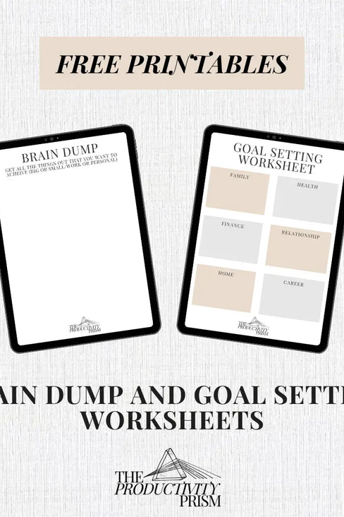Brain Dump + Goal Setting Worksheets Productivity Prism