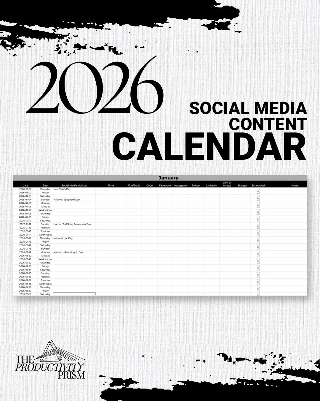 The 2026 Social Media Marketing Content Calendar